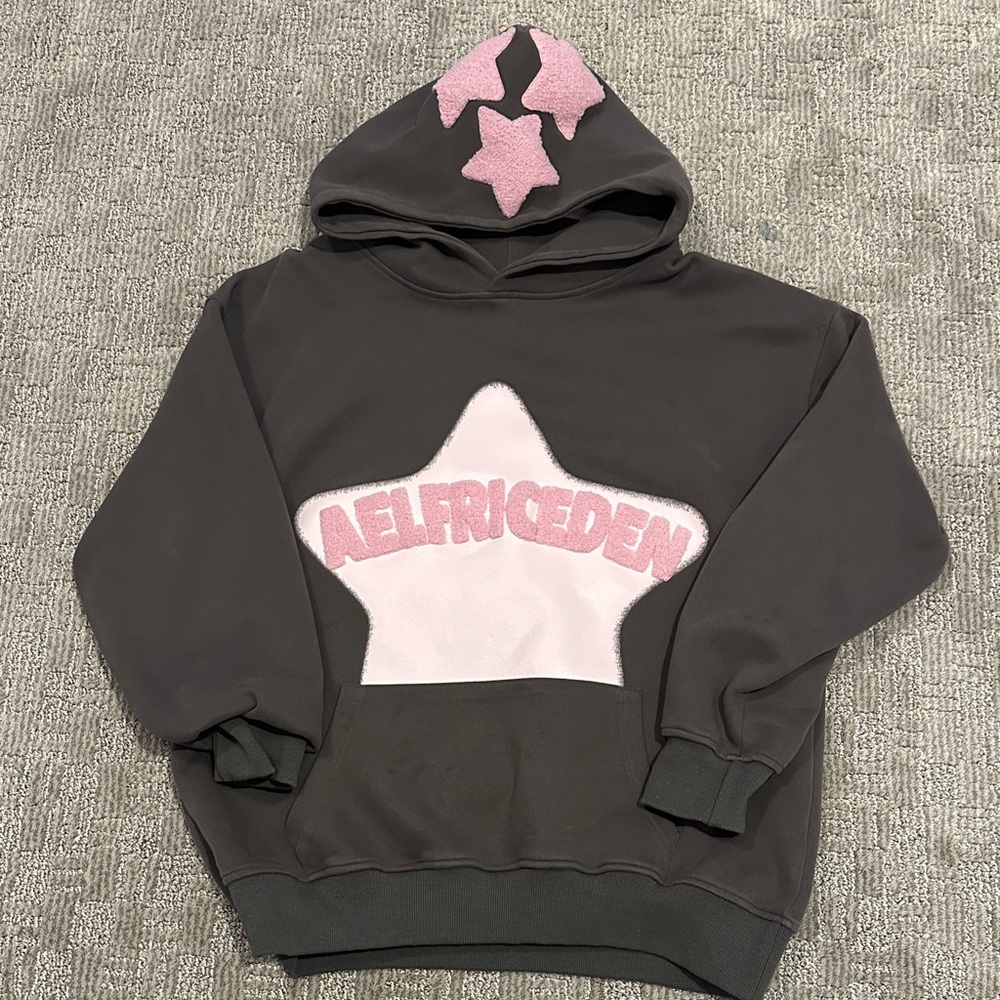 Aelfric Eden Graphic Sweatshirt Oversized Long Sleeve Pullover, Grey/Pink